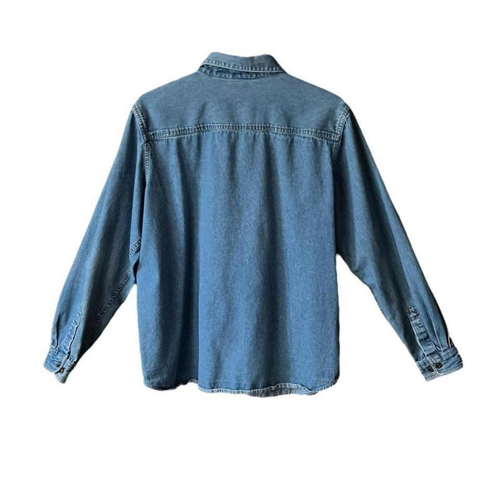 Vintage embroidered denim floral button up shirt - Picture 2 of 3